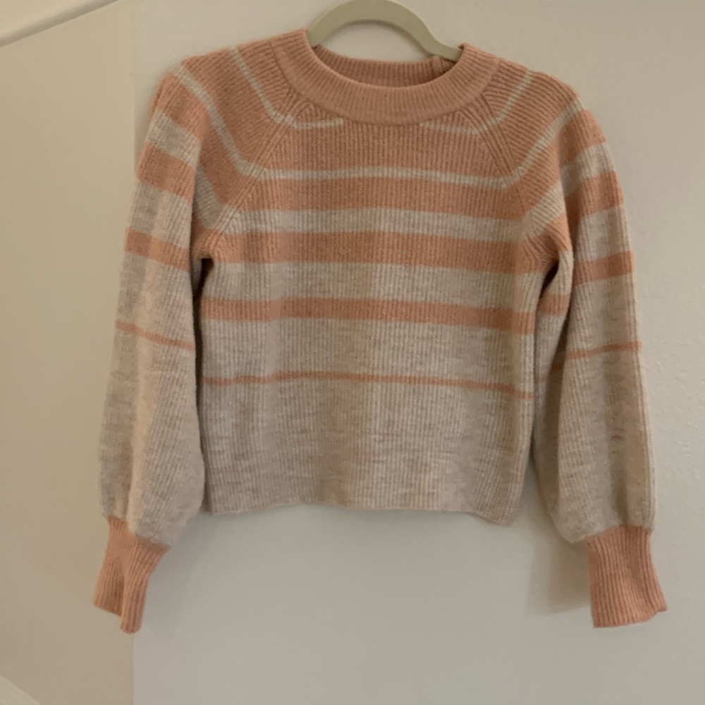 Lush brand women’s pink striped knit sweater, size small